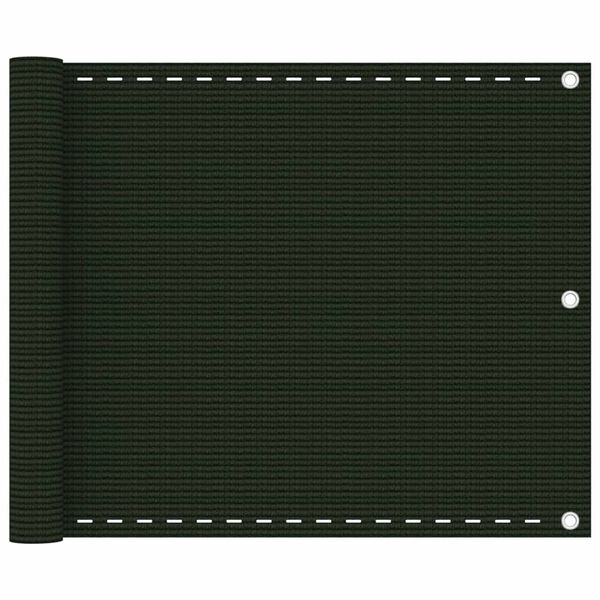 vidaXL Balkonsko platno temno zeleno 75x500 cm HDPE