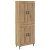 vidaXL Visok predalnik 2 kos Umetni hrast 69,5 x 34 x 180 cm