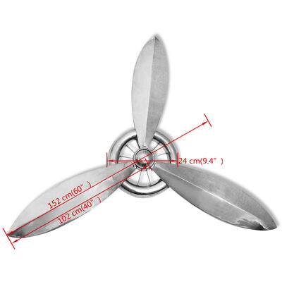vidaXL Stenski propeler aluminij srebrne barve 152 cm
