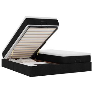 vidaXL Otomanski posteljni okvir z vzmetnicami črn 200x200 cm blago