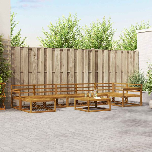 vidaXL Zunanja garnitura za sedenje 8 pcs Naravna Masiven les akacije