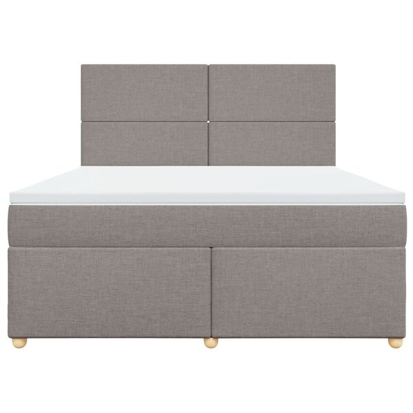 vidaXL Box spring postelja z vzmetnico taupe 180x200 cm blago