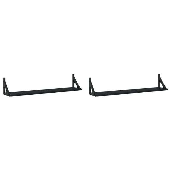 vidaXL Stenska polica 2 kosa črna 80x15x15,5 cm inženirski les