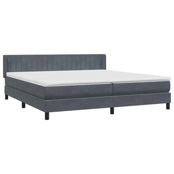 vidaXL Box Spring postelja z vzmetnico Temno siva 180x220 cm žamet