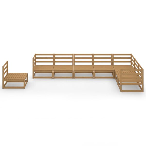 vidaXL Vrtna sedežna garnitura 8-delna medeno rjava trdna borovina