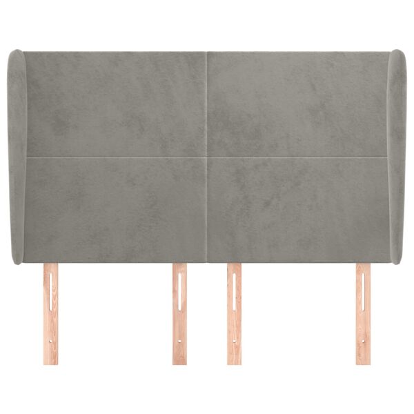 vidaXL Vzglavje z u&scaron;esi svetlo sivo 147x23x118/128 cm žamet