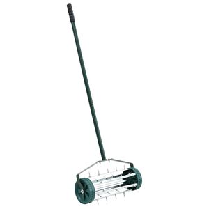 vidaXL Valj za trato, vlečen z objemkami za aerator Zelena Jeklo