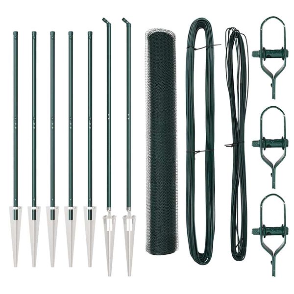 vidaXL Steber ograje. Zelena 10 x 1,4 m (13 mm mreža) Jeklo in PVC