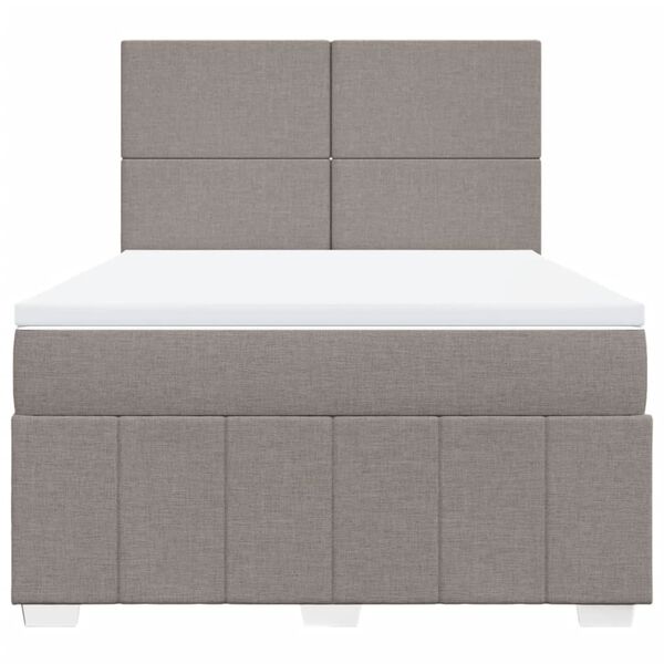 vidaXL Box spring postelja z vzmetnico taupe 140x200 cm blago