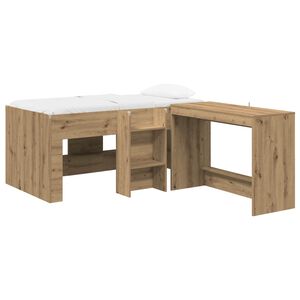 vidaXL Otro&scaron;ka visoka postelja s pisalno mizo 2 kos Artisan hrast