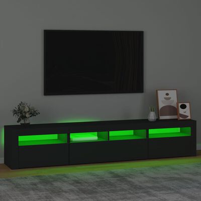 vidaXL TV omarica z LED lučkami črna 210x35x40 cm