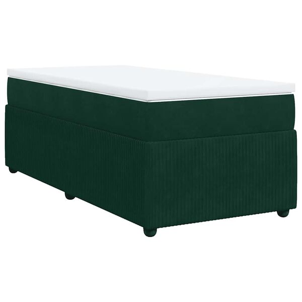 vidaXL Box spring postelja z vzmetnico temno zelena 100x200 cm žamet