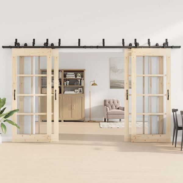 vidaXL Komplet opreme za drsna vrata 400 cm jeklo črne barve