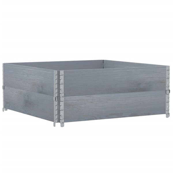 vidaXL Paletni okvirji 2 kosa sivi 100x100 cm trdna borovina