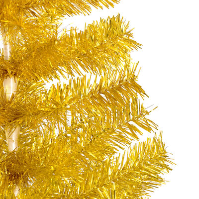 vidaXL Umetna osvetljena novoletna jelka z bunkicami zlata 180 cm PET