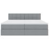 vidaXL Postelja z LED lučmi z vzglavjem Svetlo siva 180 x 200 cm blago