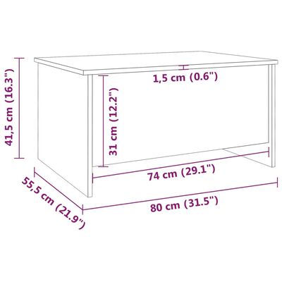 vidaXL Klubska mizica rjavi hrast 80x55,5x41,5 cm konstruiran les