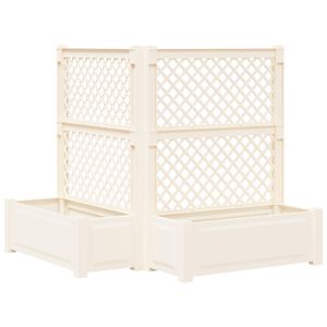 vidaXL Velik cvetličnik s treliso 2 pcs Bela 143 x 143 x 133,5 cm PP