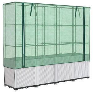 vidaXL Visoka greda s prevleko za rastlinjak videz ratana 160x40x153cm