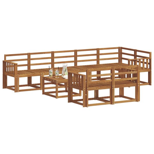 vidaXL Zunanja garnitura za sedenje 9 pcs Naravna Masiven les akacije