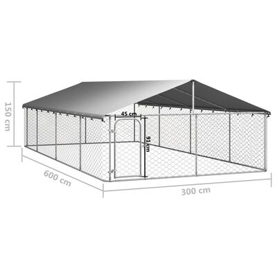vidaXL Zunanji pasji boks s streho 600x300x150 cm