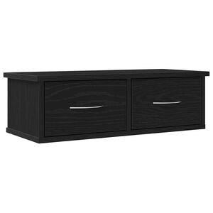 vidaXL Omarica na steni s predalom Črna Orehovina 60 x 26 x 18,5 cm
