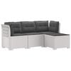 vidaXL 4-sedežna vrtna sofa z blazinami, rattan videz PP Bela