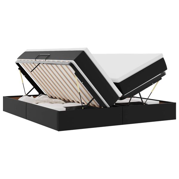 vidaXL Postelja z dodatnim prostorom za shranjevanje in vzmetnico Črna