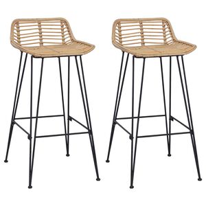 vidaXL Barski stol 2 kos Naravna 44 x 45 x 76 cm Rattan in jeklo