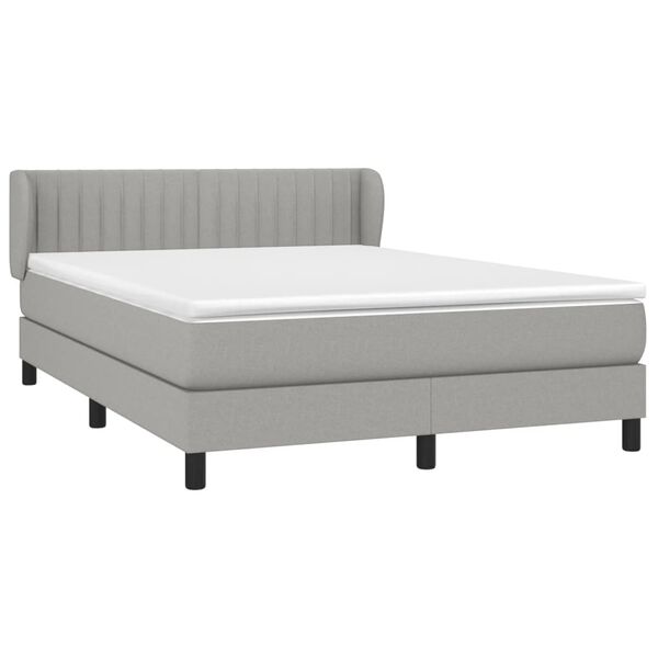 vidaXL Box spring postelja z vzmetnico svetlo siva 140x200 cm blago