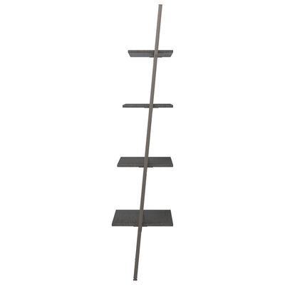vidaXL 4-nadstropni prislonski regal črn 64x34x150,5 cm