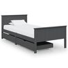 vidaXL Posteljni okvir z 2 predaloma temno siva borovina 100x200 cm