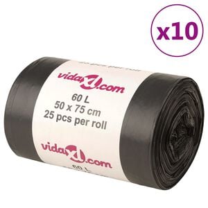 vidaXL Vrečke za smeti 250 kos črne 60 L