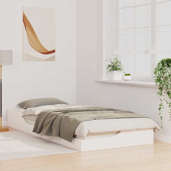 vidaXL Konstrukcija postelje Bela 90 x 210 cm Masivno borovo les