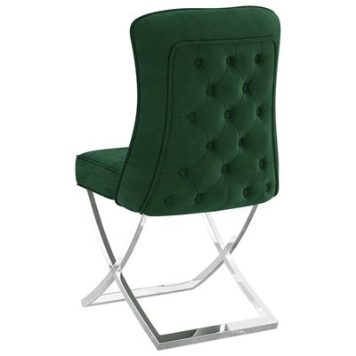 vidaXL Jedilni stol temno zelen 53x52x98 cm žamet in nerjaveče jeklo