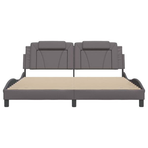 vidaXL Posteljni okvir brez vzmetnice Viana siv 180x200 cm umetno usnje
