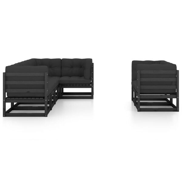 vidaXL Vrtna sedežna garnitura 7-delna z blazinami trdna borovina