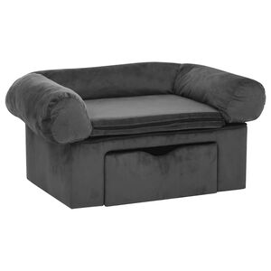 vidaXL Pasji kavč s predalom temno siv 75x50x38 cm pli&scaron;