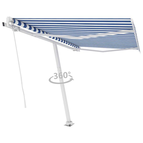 vidaXL Prostostoječa ročno zložljiva tenda 350x250 cm modra/bela