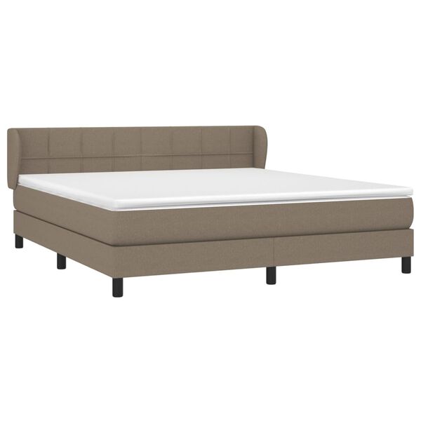 vidaXL Box spring postelja z vzmetnico taupe 180x200 cm blago