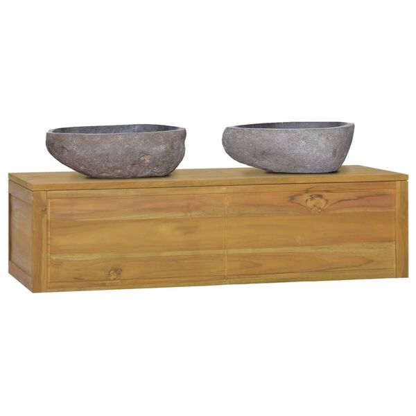 vidaXL Stenska kopalni&scaron;ka omarica 110x45x30 cm trdna tikovina