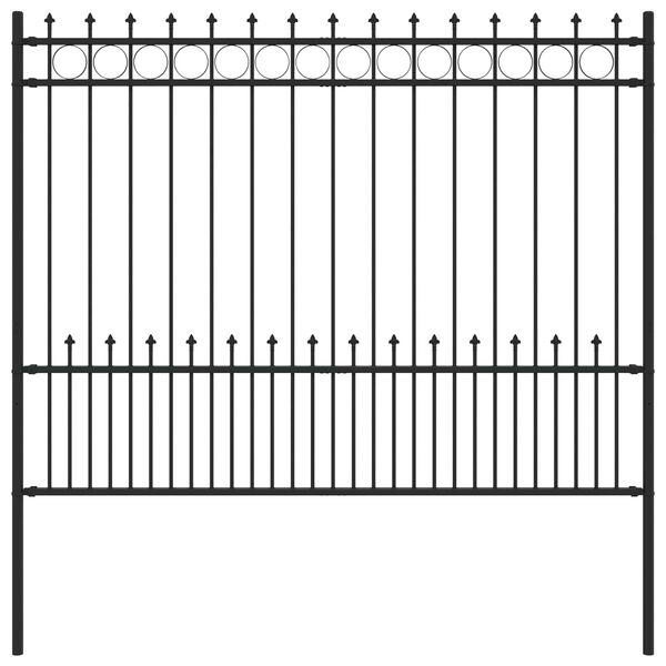 vidaXL Spike obroč ograje Črna 200 x 200 cm Pra&scaron;no lakirano jeklo