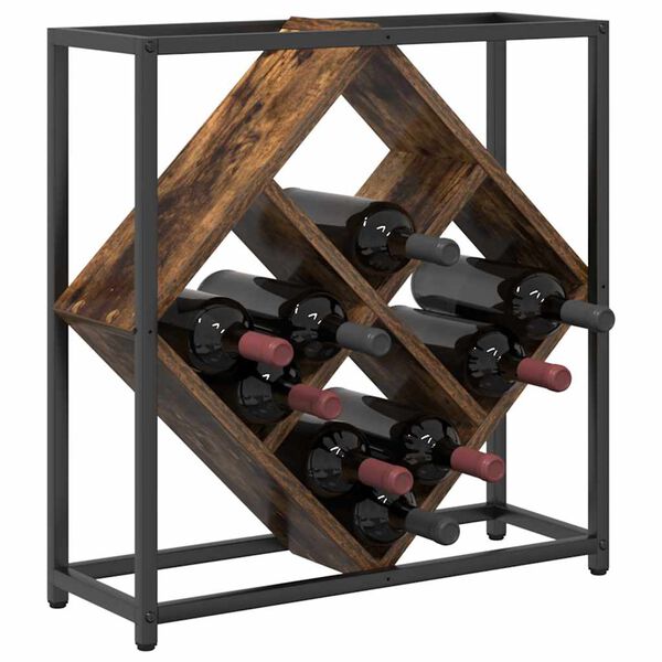vidaXL Stojalo za vino Dimljeni oreh 51 x 18 x 52,5 cm Konstruiran les