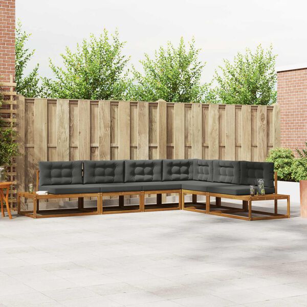 vidaXL Zunanja garnitura za sedenje 6 Kos Naravna in antracitna