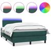 vidaXL Box spring postelja z vzmetnico LED temno zelena 120x210 cm žamet