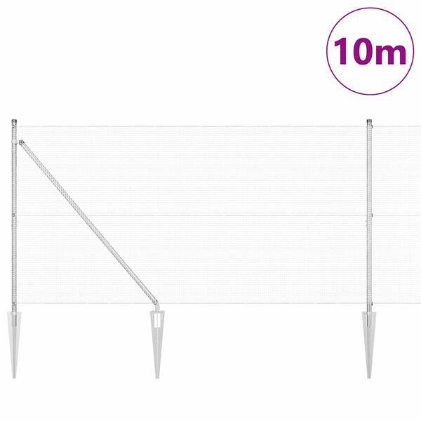 vidaXL Steber ograje. srebrna 10 x 1,4 m (12 x 12 mm mreža) Jeklo