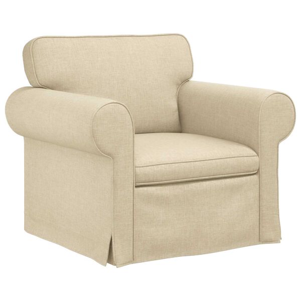 vidaXL Kavč 2 pcs krema 155 x 82 x 80 cm blago