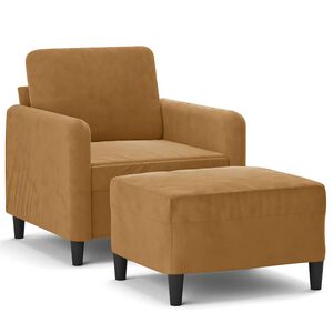 vidaXL Fotelj s stolčkom za noge rjav 60 cm žamet