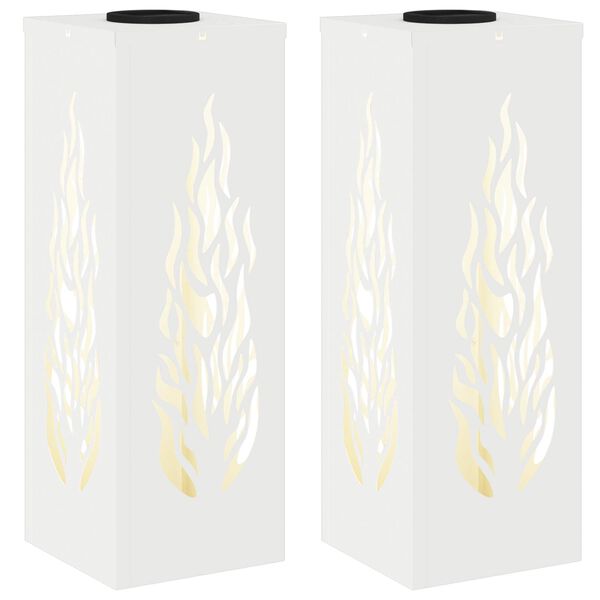 vidaXL Solarno LED svetilo za pot 2 pcs Bela Medenina