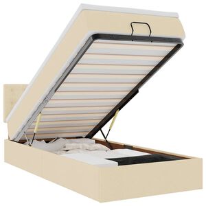 vidaXL Otomanska postelja z vzmetnico krem 100x200 cm blago